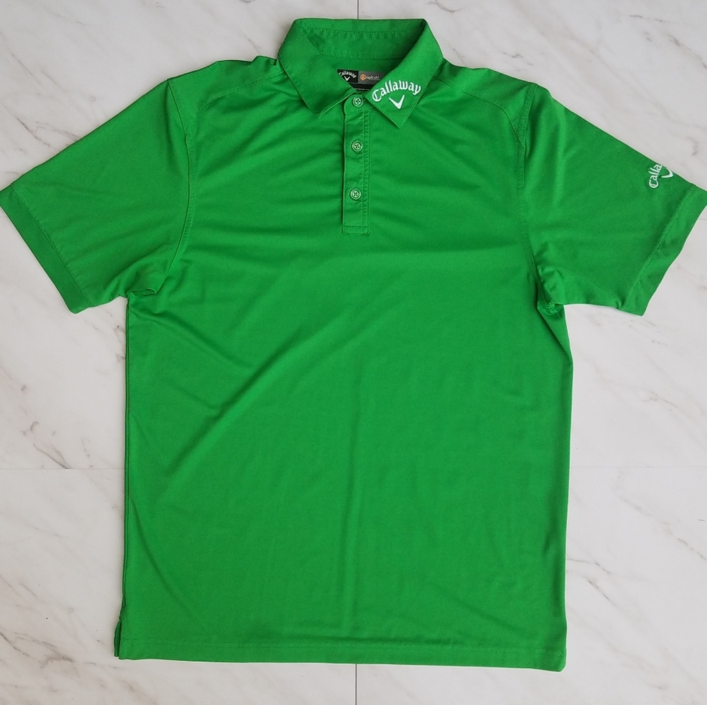 Callaway Green Polo T Shirts Opti Dri Embroidered Logo Size M